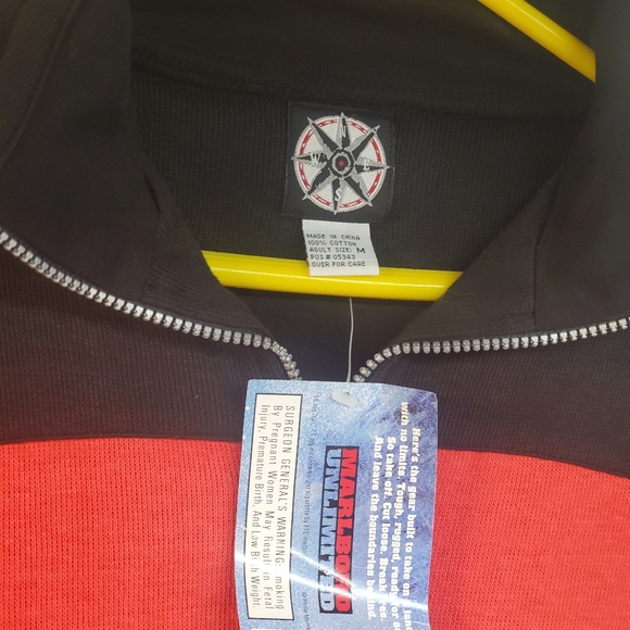 Marlboro Unlimited Gear Mens Black Red 1/3 Zip Collared Pullover Jacket Size M - Picture 2 of 8